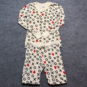 HANNA ANDERSSON Kids Organic Cotton XOXO Heart Pajama Set Cream Red Black Small